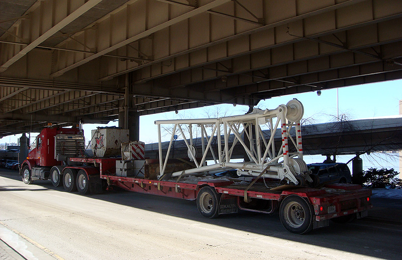 Tower Crane parts arrive by truck