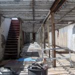 Inside the partially razed structure