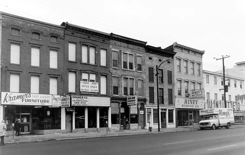 Riney Bedding on East Market Street (circa 1980 via NRHP / NPS)
