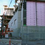 Precast concrete skin installed on north facade Precast concrete skin installed on north facade