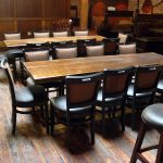 Dining space with reclaimed wood tables Dining space with reclaimed wood tables