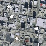 Potential sites for the Downtown Transit Center (Map via Lojic)