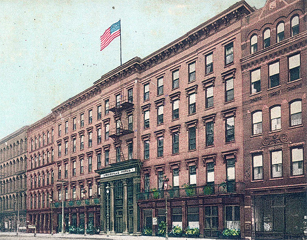 Louisville Hotel on West Main Street (BS File Postcard)