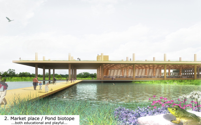 Market & biotope pond rendering from A Scenic Walkway (110) (Courtesy IHNA)
