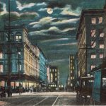 Demolished area of Fourth Street seen at night (BS File Postcard) Demolished area of Fourth Street seen at night (BS File Postcard)