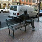 Statue of former Mayor Farnsley on West Main Street (Broken Sidewalk)
