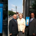 Positive Change box; Jay Davidson of Healing Place, Deb Delor of LDMD, and Councilmen Tandy and James. (Courtesy @Downtown_Lou/Twitter)
