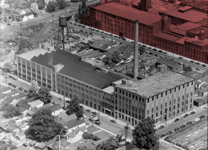 A historic view of the site in red. (UL Photo Archives)