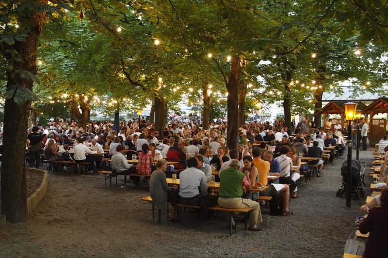 One example of a beer garden under a dense tree canopy with festive lights. (Google Images)