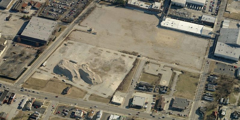 Aerial view of the West End Walmart site looking south. (Courtesy Bing)