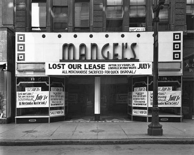 Storefront view of Mangel's before closing in 1940. (UL Photographic Archives - URL)