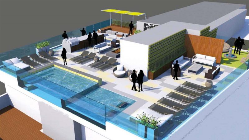 Rendering of the planned rooftop amenity deck called the "SkyPark." (Courtesy Village Green)