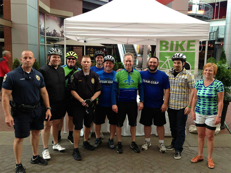 A team from GS&P during Bike to Work Day 2013 with Mayor Greg Fischer. (Courtesy GS&P)