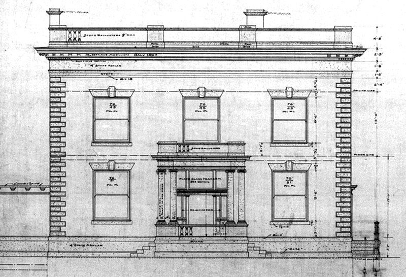 Architect Theodore A. Leisen's original drawing for the Water Company Headquarters. (Courtesy Louisville Water Company)