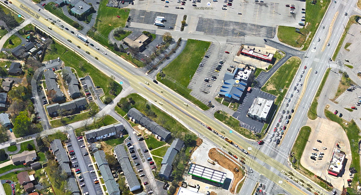 The collision took place near a TARC stop between Hurstbourne Lane and Emrich Avenue. (Courtesy Google)