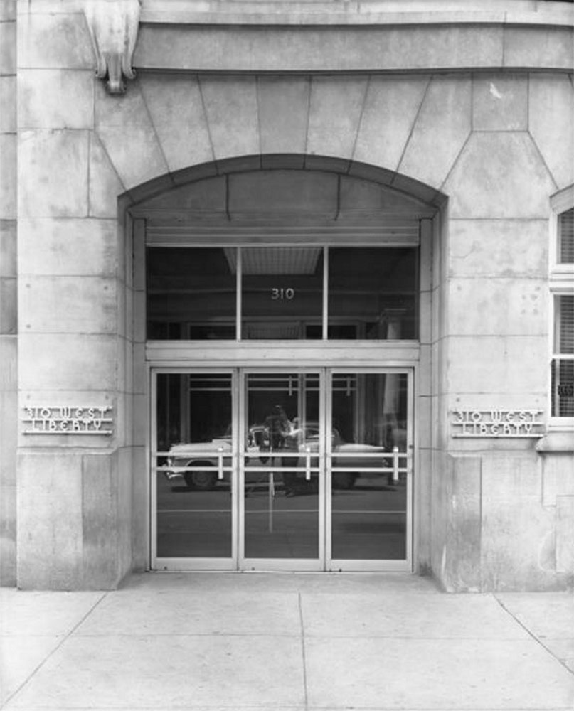 Entrance to the new warehouse building following an update that brought a new door and Art Deco address bar. (Courtesy UL Archives - Reference)