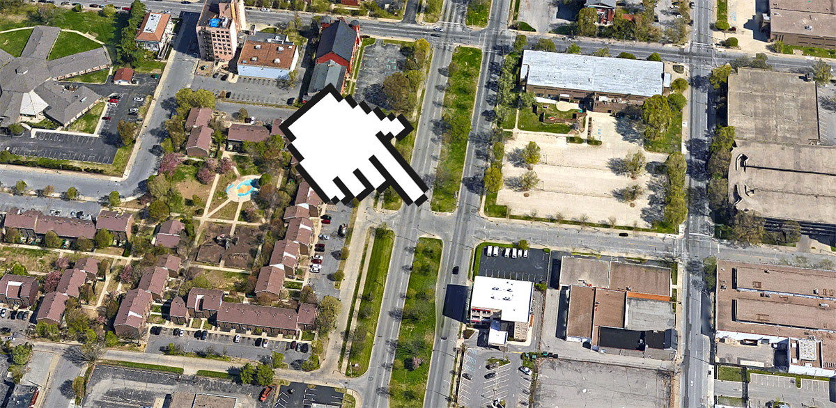 Location of the removed sidewalk. (Courtesy Google)
