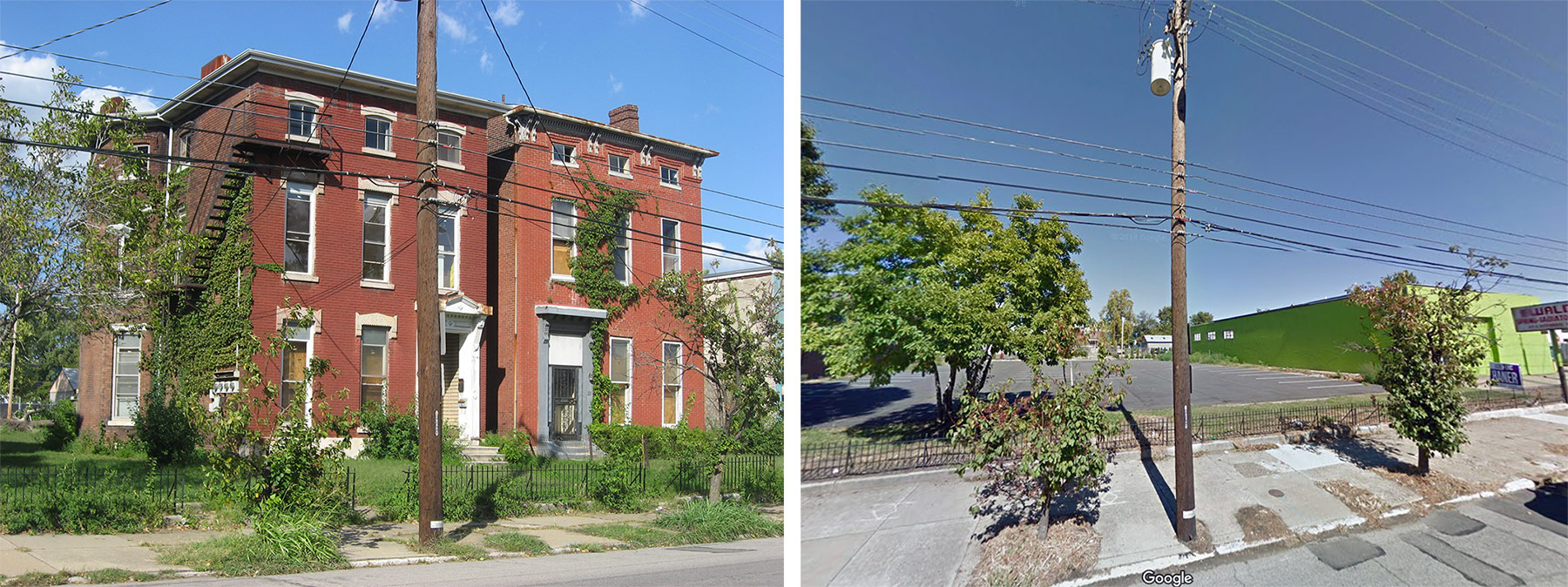 The last two Italianate houses on Breckinridge Street have been torn down for a parking lot.