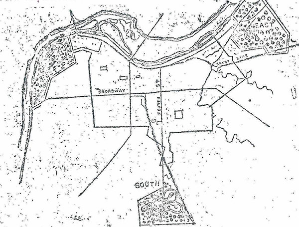 An early sketch of Louisville's parks system.