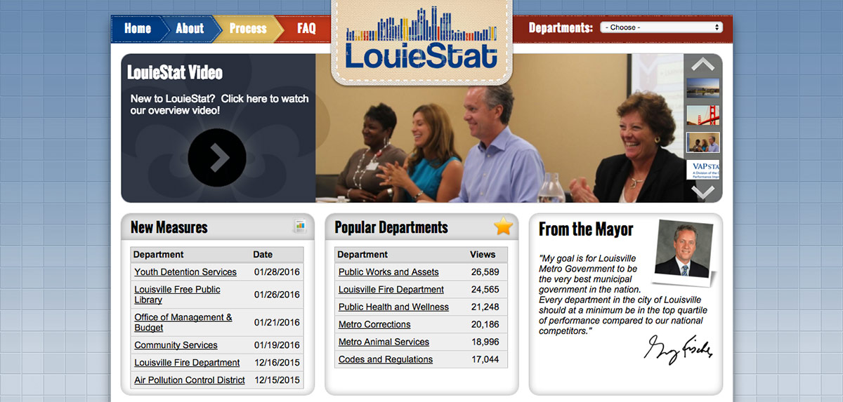 A screen capture of the LouieStat website.
