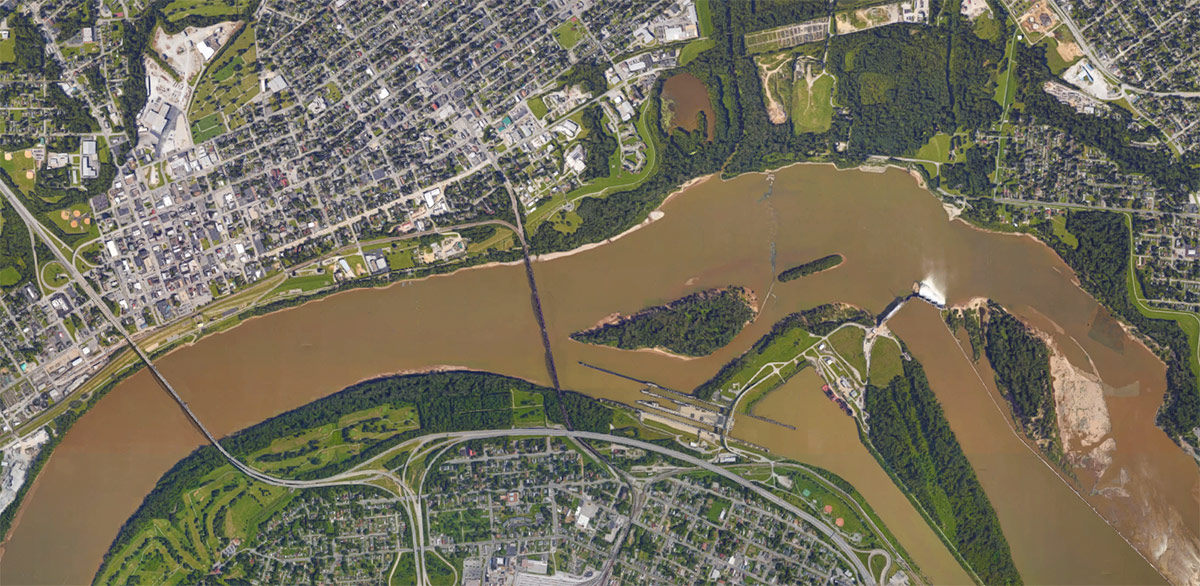 The K&I Bridge connects New Albany and Louisville's Portland neighborhood. (Courtesy Google)