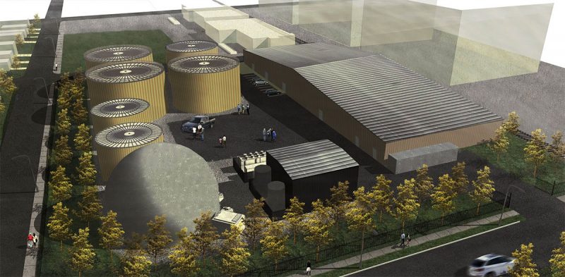 Rendering of the proposed biodigesters at 17th and Maple streets. (Courtesy STAR BioEnergy)