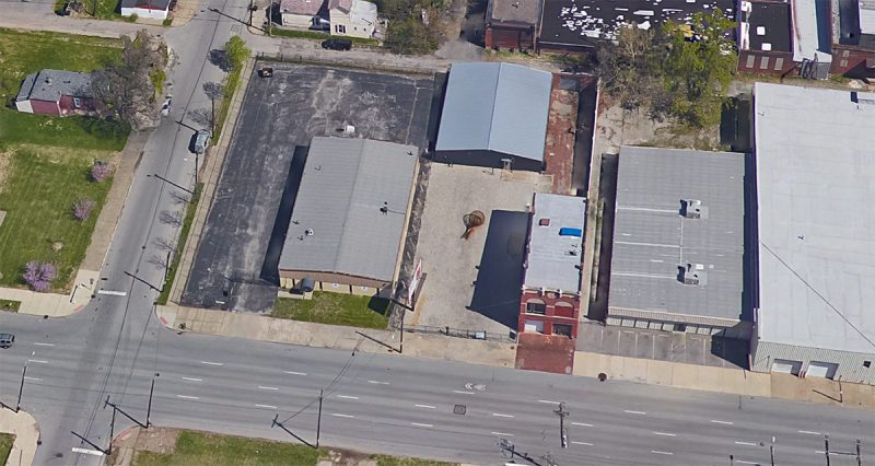 The warehouse space is set far off Main Street, but a new design helps it engage with the street. (Courtesy Google)