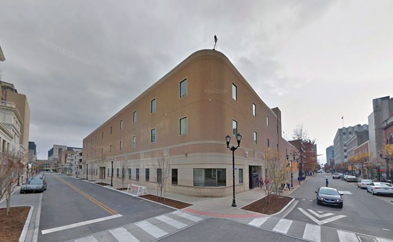 The old J.C. Penney building was reclad with EIFS and made into an office building. (Via Google)