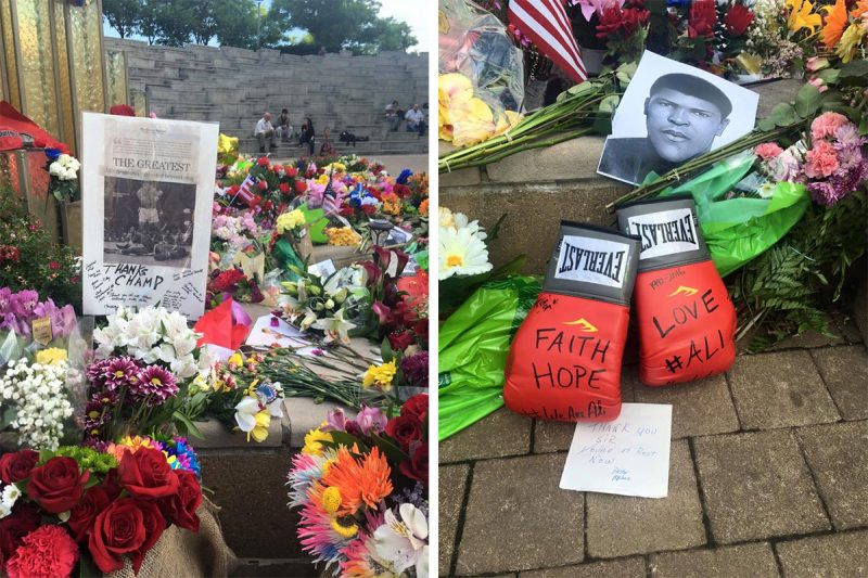 Tributes to Muhammad Ali at the Ali Center Plaza. (Courtesy Muhammad Ali Center)