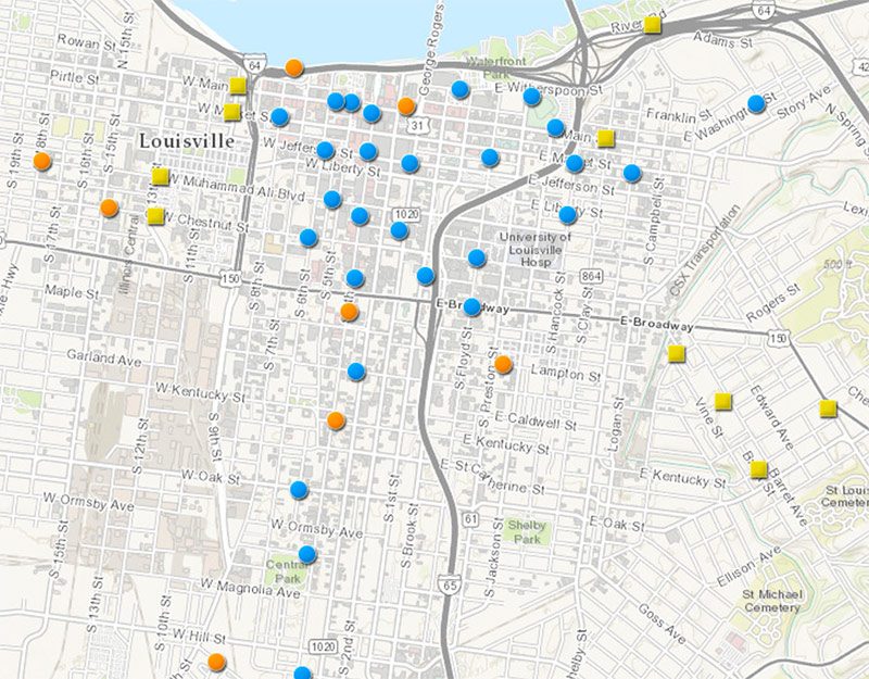 Map showing planned bike share systems. (Courtesy Bike Louisville)