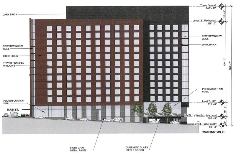 Elevation of the First Street side of the building. (Courtesy HKS Hospitality)