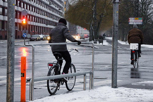 Cyclist Foot Rest In Copenhapen (Courtesy Copenagenize)