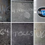 Chalk markings under the elevated Interstate highway (BS File Photo)