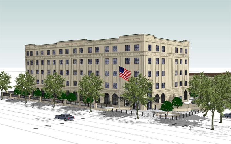 Rendering of the planned federal building (Courtesy RBA Group)