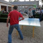 Playing ping pong at the Park(ing) Day after party. (Mary Beth Brown)