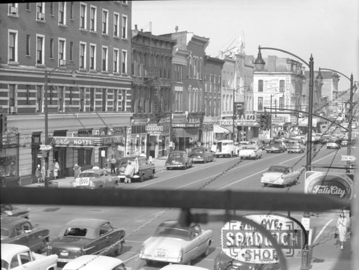 Jefferson Street east from Third Street in the 1940s. (Courtesy UL Photo Archives)