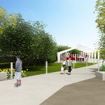 A pathway winds past a playground at Big Four Station. (Courtesy The Estopinal Group)