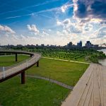 Waterfront and Louisville skyline from Big Four Bridge. (Bill Griffin/Courtesy Waterfront Development Corporation)