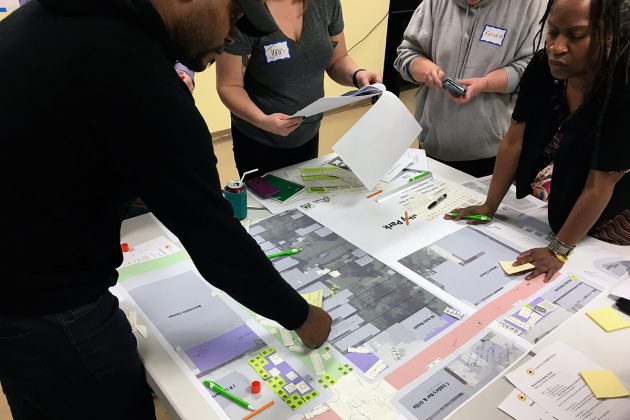 A community design workshop helped give shape to Better Block Shelby Park. (Branden Klayko / Broken Sidewalk)