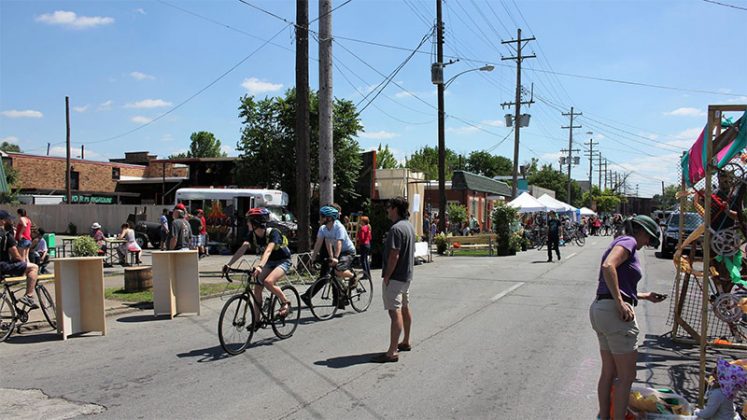 Lots of installations to re-imagine the street at Better Block. (Courtesy Shelby Park Neighborhood Association)